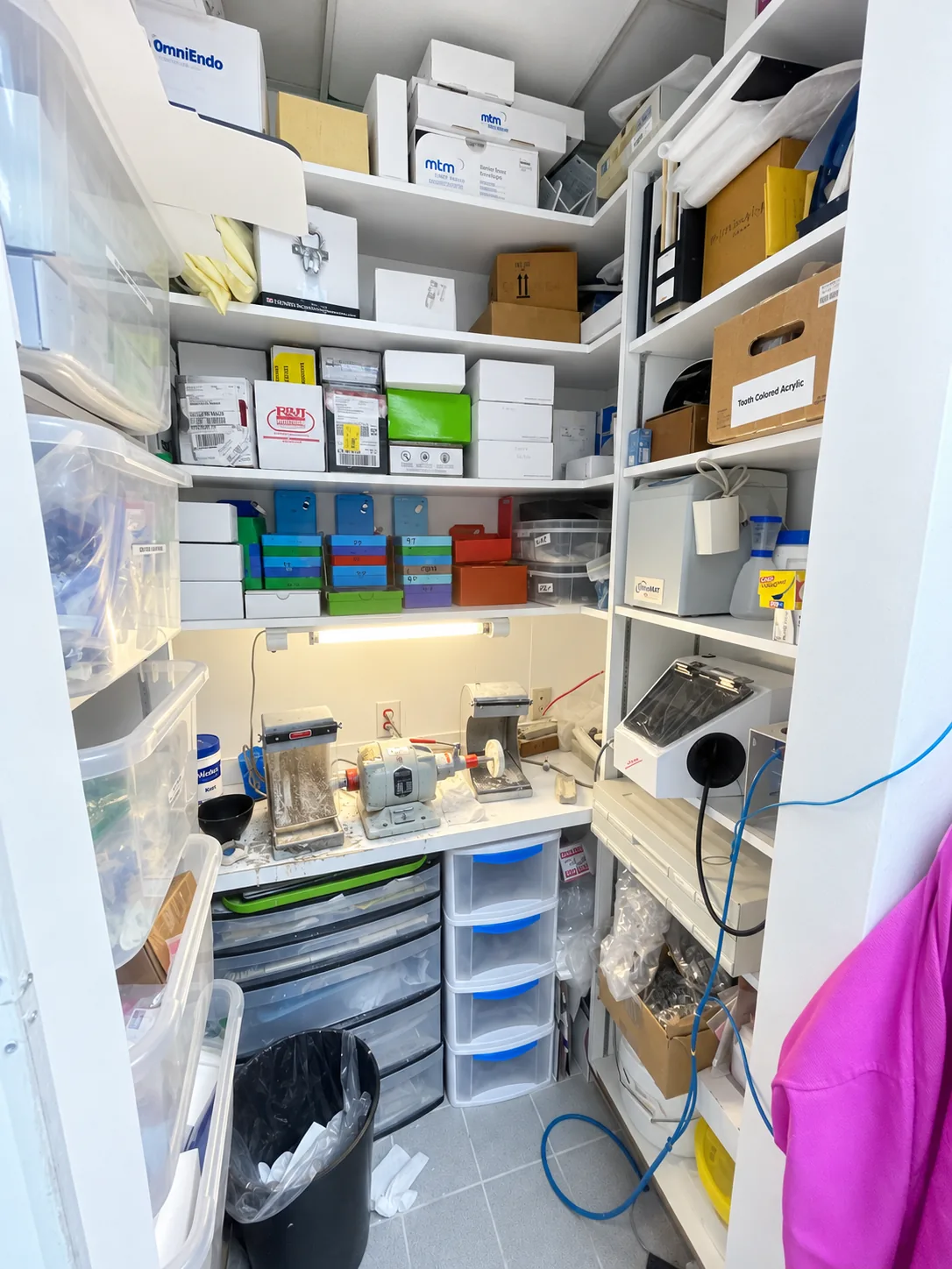 Denture reline materials in the on-site lab at Longbranch Dental Center in Greenville, Texas